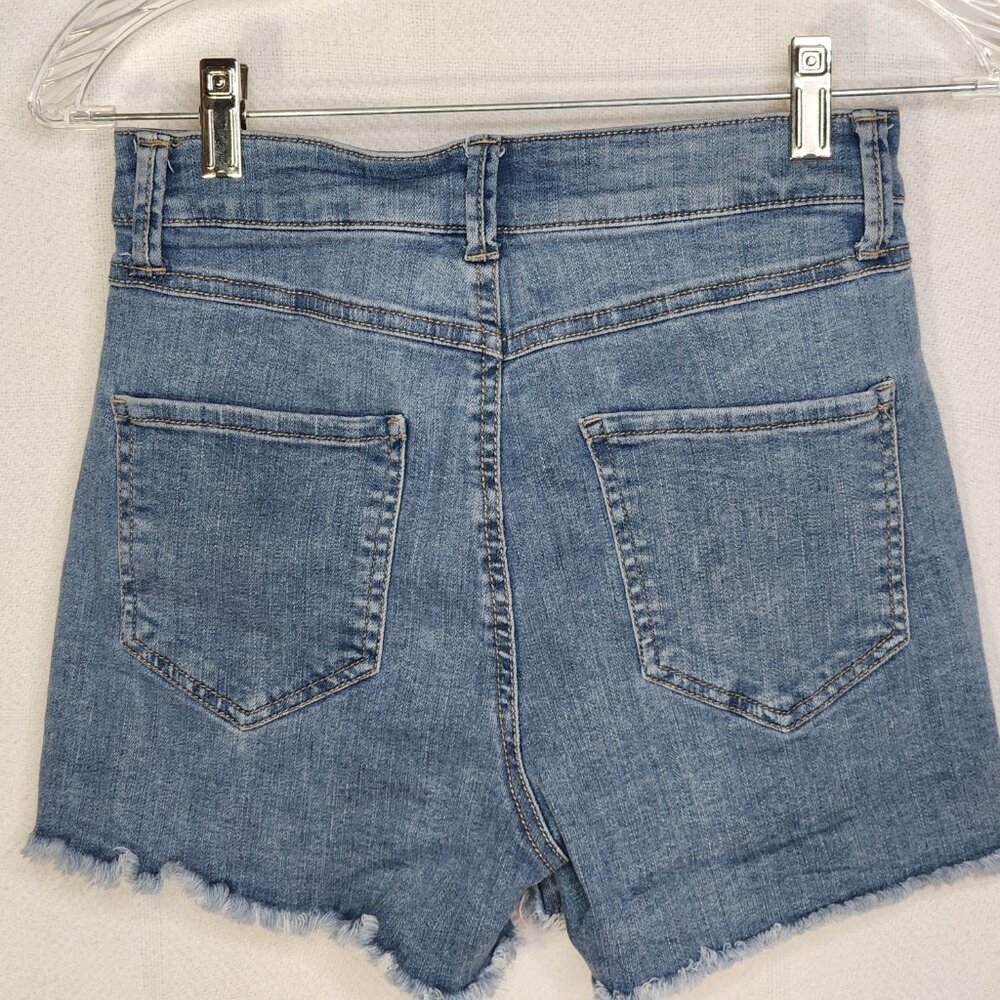 Rewash Brand Distressed Cotton Poly Rayon Span Super High Rise Shorts Size 1/25 - Picture 11 of 16